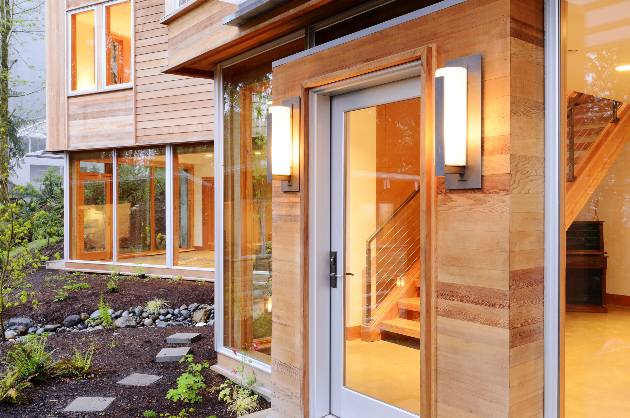Issaquah, Washington, USA,Glass windows and doors of modern house